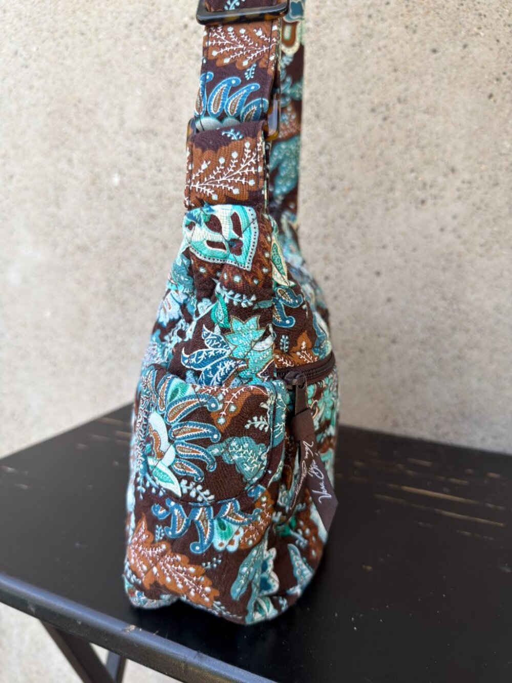 Vera Bradley On the Go JAVA BLUE crossbody bag hobo shoulder purse - Picture 3 of 13